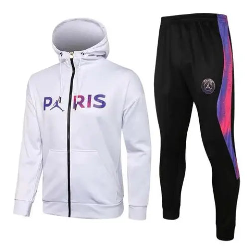PARIS WHITE HOODED JACKET KIT + PSG X JORDAN TRACKSUIT 2021/22