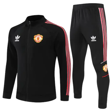 BLACK JACKET + MANCHESTER UNITED 2022/23 TRACKSUIT KIT