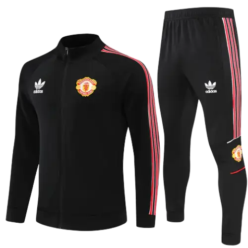 BLACK JACKET + MANCHESTER UNITED 2022/23 TRACKSUIT KIT