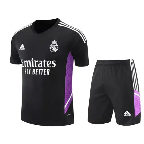 BLACK TRAINING JERSEY KIT + REAL MADRID SHORTS 2022/23