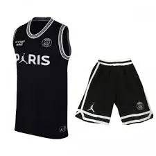 PSG x Jordan Black Sleeveless Jersey + Shorts Kit 2022/23