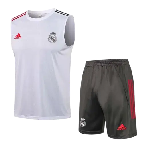WHITE SLEEVELESS JERSEY KIT + REAL MADRID SHORTS 2021/22