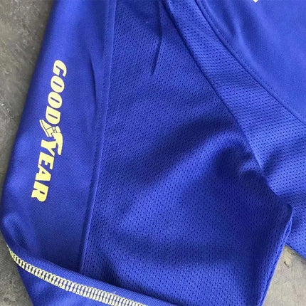 Maglia a maniche lunghe retro boca juniors home 2003/04 in tessuto mesh traspirante blu reale con logo goodyear giallo sulla manica