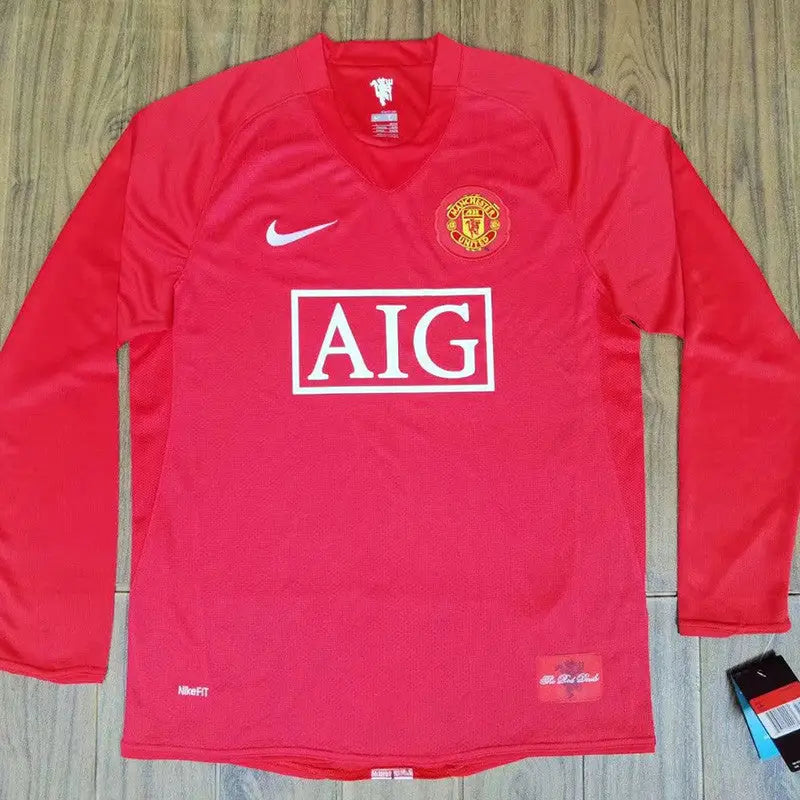 Long-Sleeved Retro Manchester United Home Shirt 2007/08