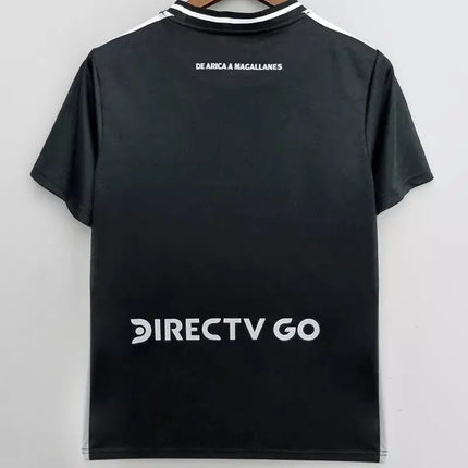 Maglia colo-colo copa libertadores commemorativa 2022/23 nera maniche corte con scritta e logo directv go sul retro