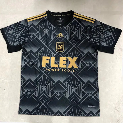 Maglia mls los angeles fc home 2022 23 adidas nera e oro con motivo geometrico e logo flex power tools