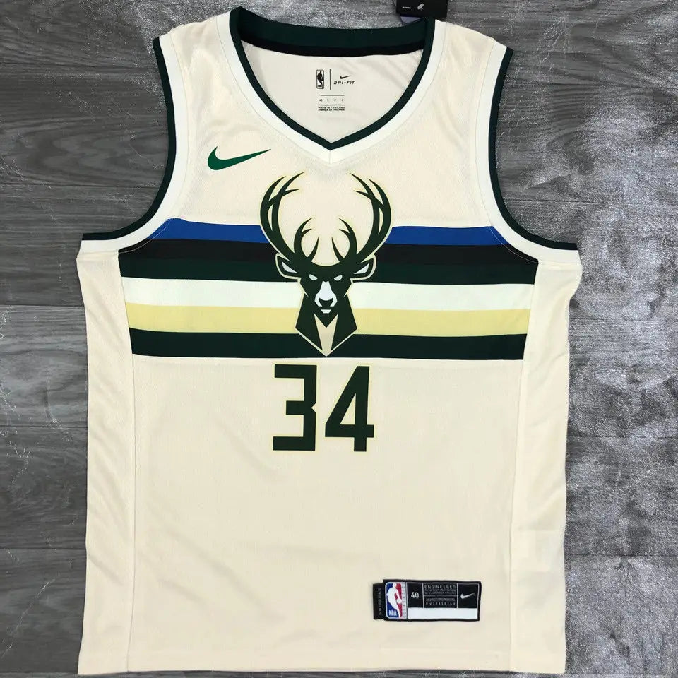 NBA White Jersey with Milwaukee Bucks Logo 2021/22