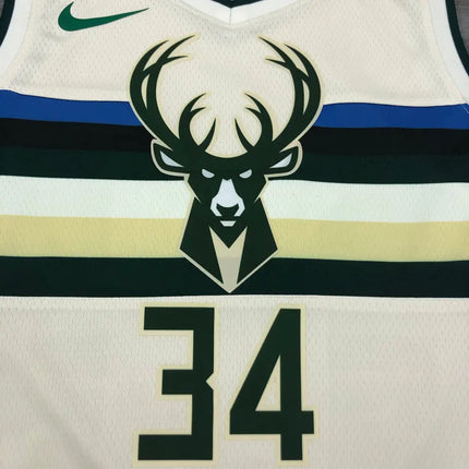 NBA White Jersey with Milwaukee Bucks Logo 2021/22
