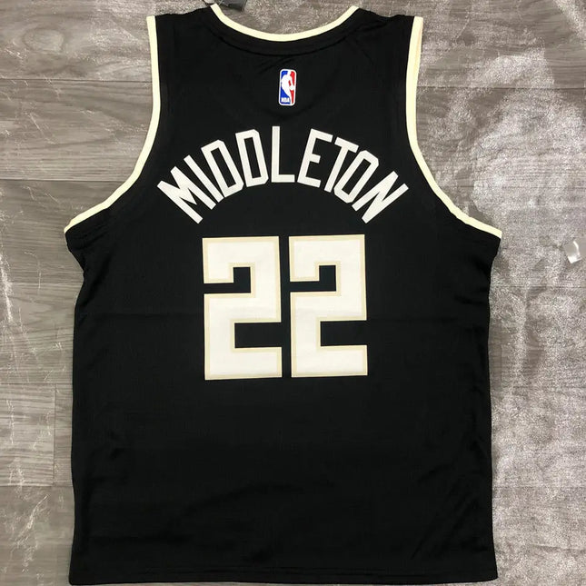 Maglia NBA con Logo a Striscia Nera Milwaukee Buks 2021/22_maglia_calcio_prezzo_basso_ L’OutfitdelCalcio.