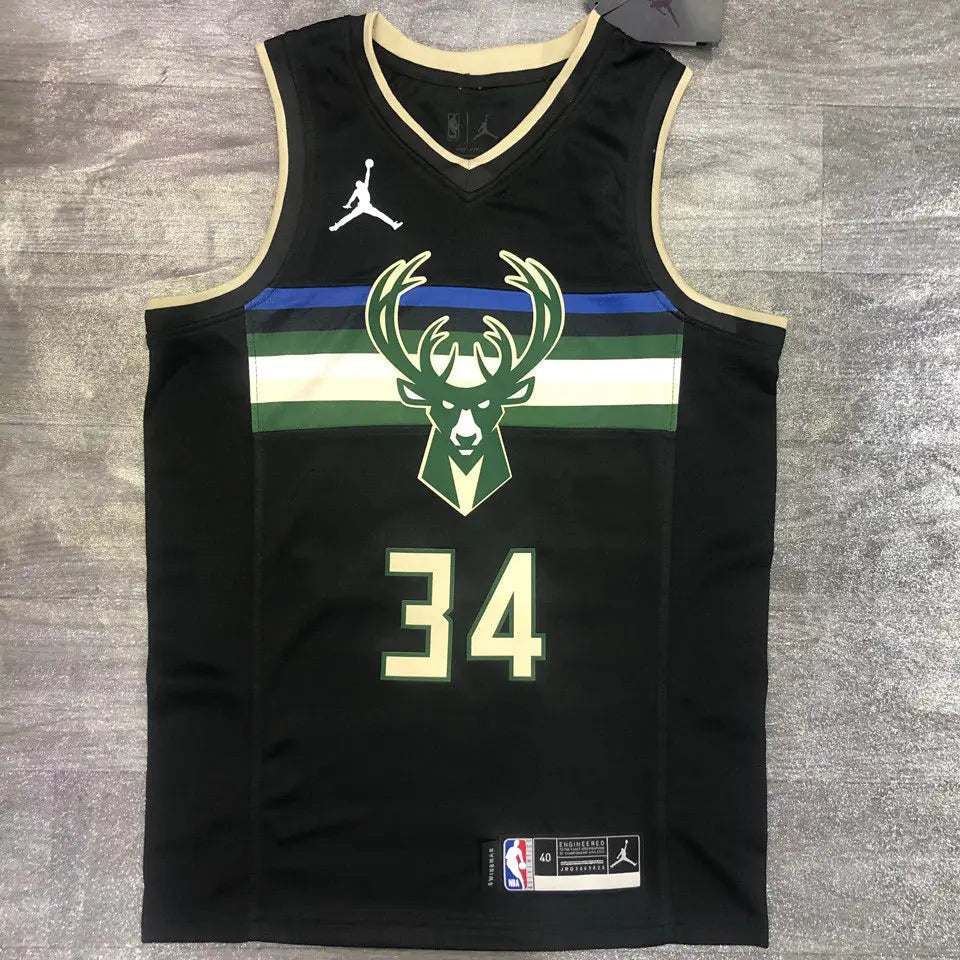 NBA Jersey with Black Milwaukee Bucks 2021/22 Logo