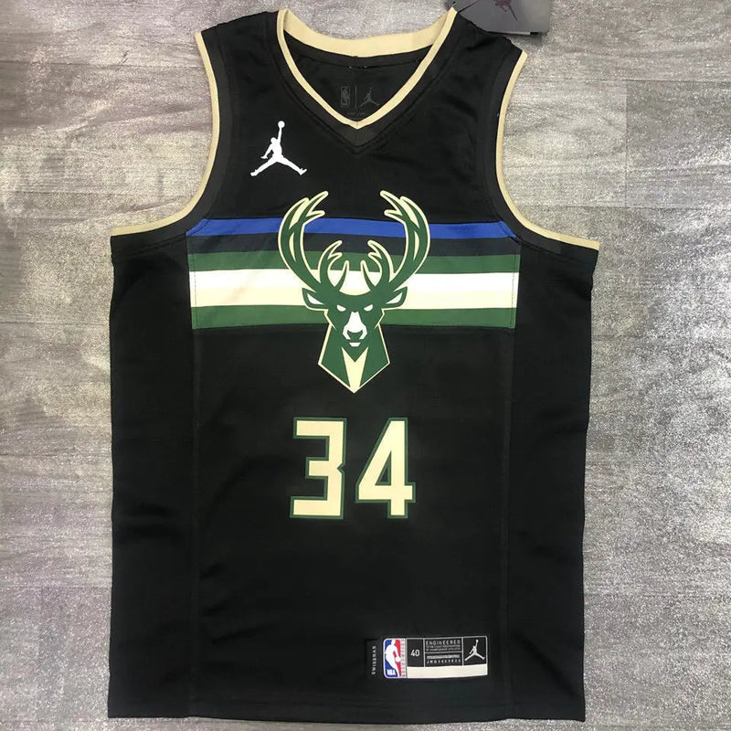 NBA Jersey with Black Milwaukee Bucks 2021/22 Logo
