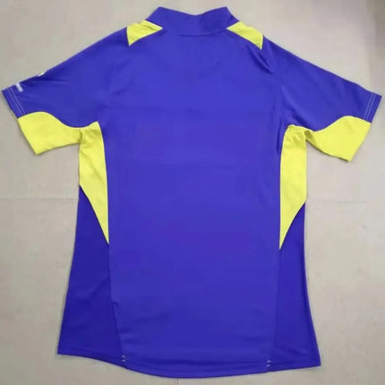 Maglia retro boca juniors home 2005 06 in tessuto tecnico blu e giallo con maniche corte e collo alto