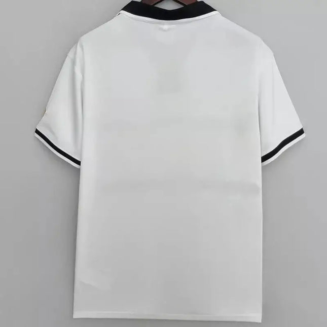 Maglia retro colo-colo home 1996/97 polo bianca manica corta con bordino nero su colletto e polsini