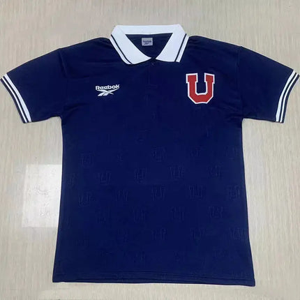 Maglia retro universidad de chile home 1998 99 polo navy blue reebok con colletto bianco e logo rosso u sul petto
